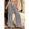 image:imagePRETTYGARDEN Womens Palazzo Pants 2026 Summer Striped Wide Leg Trousers Elastic Waist Flowy Lounge Pant PocketsStriped Black White