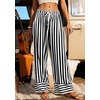 image:imagePRETTYGARDEN Womens Palazzo Pants 2026 Summer Striped Wide Leg Trousers Elastic Waist Flowy Lounge Pant PocketsStriped Black White