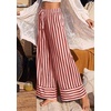 image:imagePRETTYGARDEN Womens Palazzo Pants 2026 Summer Striped Wide Leg Trousers Elastic Waist Flowy Lounge Pant PocketsStriped Brick Red