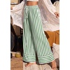 image:imagePRETTYGARDEN Womens Palazzo Pants 2026 Summer Striped Wide Leg Trousers Elastic Waist Flowy Lounge Pant PocketsStriped Green White