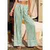 image:imagePRETTYGARDEN Womens Palazzo Pants 2026 Summer Striped Wide Leg Trousers Elastic Waist Flowy Lounge Pant PocketsStriped Green White