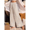 image:imagePRETTYGARDEN Womens Palazzo Pants 2026 Summer Striped Wide Leg Trousers Elastic Waist Flowy Lounge Pant PocketsStriped Khaki White