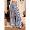 image:imagePRETTYGARDEN Womens Palazzo Pants 2026 Summer Striped Wide Leg Trousers Elastic Waist Flowy Lounge Pant PocketsStriped Navy White