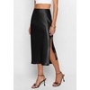 image:imagePRETTYGARDEN Womens Satin Skirt 2026 Summer Silk Business Casual High Waisted A Line Flowy Work Wedding Cocktail Midi SkirtsBlack