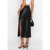 image:imagePRETTYGARDEN Womens Satin Skirt 2026 Summer Silk Business Casual High Waisted A Line Flowy Work Wedding Cocktail Midi SkirtsBlack