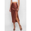 image:imagePRETTYGARDEN Womens Satin Skirt 2026 Summer Silk Business Casual High Waisted A Line Flowy Work Wedding Cocktail Midi SkirtsBrown