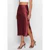 image:imagePRETTYGARDEN Womens Satin Skirt 2026 Summer Silk Business Casual High Waisted A Line Flowy Work Wedding Cocktail Midi SkirtsBurgundy