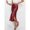 image:imagePRETTYGARDEN Womens Satin Skirt 2026 Summer Silk Business Casual High Waisted A Line Flowy Work Wedding Cocktail Midi SkirtsBurgundy