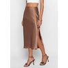 image:imagePRETTYGARDEN Womens Satin Skirt 2026 Summer Silk Business Casual High Waisted A Line Flowy Work Wedding Cocktail Midi SkirtsCoffee