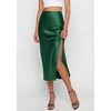 image:imagePRETTYGARDEN Womens Satin Skirt 2026 Summer Silk Business Casual High Waisted A Line Flowy Work Wedding Cocktail Midi SkirtsDark Green