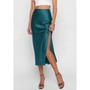 image:imagePRETTYGARDEN Womens Satin Skirt 2026 Summer Silk Business Casual High Waisted A Line Flowy Work Wedding Cocktail Midi SkirtsLake Blue