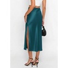image:imagePRETTYGARDEN Womens Satin Skirt 2026 Summer Silk Business Casual High Waisted A Line Flowy Work Wedding Cocktail Midi SkirtsLake Blue