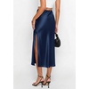 image:imagePRETTYGARDEN Womens Satin Skirt 2026 Summer Silk Business Casual High Waisted A Line Flowy Work Wedding Cocktail Midi SkirtsNavy Blue