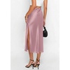 image:imagePRETTYGARDEN Womens Satin Skirt 2026 Summer Silk Business Casual High Waisted A Line Flowy Work Wedding Cocktail Midi SkirtsPink