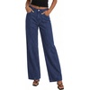 image:imagePRETTYGARDEN Womens Wide Leg Jeans High Waisted Stretchy Baggy Seamed Front Denim Palazzo Pants 2026 Summer Fashion ClothesDeep Blue