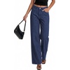 image:imagePRETTYGARDEN Womens Wide Leg Jeans High Waisted Stretchy Baggy Seamed Front Denim Palazzo Pants 2026 Summer Fashion ClothesDeep Blue