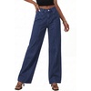 image:imagePRETTYGARDEN Womens Wide Leg Jeans High Waisted Stretchy Baggy Seamed Front Denim Palazzo Pants 2026 Summer Fashion ClothesDeep Blue
