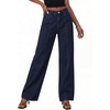 image:imagePRETTYGARDEN Womens Wide Leg Jeans High Waisted Stretchy Baggy Seamed Front Denim Palazzo Pants 2026 Summer Fashion ClothesNavy Blue