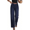 image:imagePRETTYGARDEN Womens Wide Leg Jeans High Waisted Stretchy Baggy Seamed Front Denim Palazzo Pants 2026 Summer Fashion ClothesNavy Blue