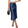image:imagePRETTYGARDEN Womens Satin Skirt 2026 Summer Silk Business Casual High Waisted A Line Flowy Work Wedding Cocktail Midi SkirtsNavy Blue