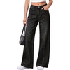 image:imagePRETTYGARDEN Womens Wide Leg Jeans High Waisted Stretchy Baggy Seamed Front Denim Palazzo Pants 2026 Summer Fashion ClothesBlack