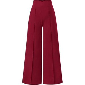 image:imagePRETTYGARDEN Palazzo Pants for Women 2026 Spring Dressy High Waisted Wide Leg Work Pants Fall Casual Flowy Lounge TrousersBurgundy