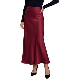 image:imagePRETTYGARDEN Womens 2026 Fall Fashion Maxi Long Skirts Trendy Silk Satin High Waisted A Line Mermaid Business Casual OutfitsBurgundy
