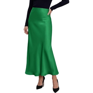 image:imagePRETTYGARDEN Womens 2026 Fall Fashion Maxi Long Skirts Trendy Silk Satin High Waisted A Line Mermaid Business Casual OutfitsGreen