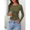image:imagePRETTYGARDEN Long Sleeve Shirts for Women 2026 Fall Casual Boat Neck Tight Slim Fit Layering Basic T Shirt Going Out TopsArmy Green