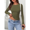 image:imagePRETTYGARDEN Long Sleeve Shirts for Women 2026 Fall Casual Boat Neck Tight Slim Fit Layering Basic T Shirt Going Out TopsArmy Green