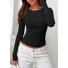image:imagePRETTYGARDEN Long Sleeve Shirts for Women 2026 Fall Casual Boat Neck Tight Slim Fit Layering Basic T Shirt Going Out TopsBlack