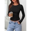 image:imagePRETTYGARDEN Long Sleeve Shirts for Women 2026 Fall Casual Boat Neck Tight Slim Fit Layering Basic T Shirt Going Out TopsBlack