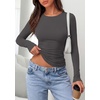 image:imagePRETTYGARDEN Long Sleeve Shirts for Women 2026 Fall Casual Boat Neck Tight Slim Fit Layering Basic T Shirt Going Out TopsDark Grey