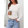 image:imagePRETTYGARDEN Long Sleeve Shirts for Women 2026 Fall Casual Boat Neck Tight Slim Fit Layering Basic T Shirt Going Out TopsWhite
