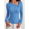 image:imagePRETTYGARDEN Womens 2026 Early Fall Fashion Long Sleeve T Shirts Asymmetrical Ribbed Fitted Trendy Going Out Tops Y2K OutfitsLight Blue