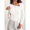 image:imagePRETTYGARDEN Womens 2026 Early Fall Fashion Long Sleeve T Shirts Asymmetrical Ribbed Fitted Trendy Going Out Tops Y2K OutfitsWhite