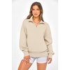 image:imagePRETTYGARDEN Womens Half Zip Oversized Sweatshirts Fleece Hoodies 2026 Trendy Long Sleeve Pullover Tops Y2k Fall OutfitsBeige