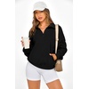 image:imagePRETTYGARDEN Womens Half Zip Oversized Sweatshirts Fleece Hoodies 2026 Trendy Long Sleeve Pullover Tops Y2k Fall OutfitsBlack