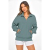 image:imagePRETTYGARDEN Womens Half Zip Oversized Sweatshirts Fleece Hoodies 2026 Trendy Long Sleeve Pullover Tops Y2k Fall OutfitsBlue Green