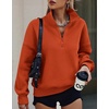 image:imagePRETTYGARDEN Womens Half Zip Oversized Sweatshirts Fleece Hoodies 2026 Trendy Long Sleeve Pullover Tops Y2k Fall OutfitsBrick Red