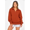 image:imagePRETTYGARDEN Womens Half Zip Oversized Sweatshirts Fleece Hoodies 2026 Trendy Long Sleeve Pullover Tops Y2k Fall OutfitsBrick Red