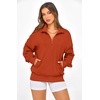 image:imagePRETTYGARDEN Womens Half Zip Oversized Sweatshirts Fleece Hoodies 2026 Trendy Long Sleeve Pullover Tops Y2k Fall OutfitsBrick Red