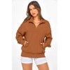 image:imagePRETTYGARDEN Womens Half Zip Oversized Sweatshirts Fleece Hoodies 2026 Trendy Long Sleeve Pullover Tops Y2k Fall OutfitsBrown