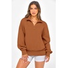 image:imagePRETTYGARDEN Womens Half Zip Oversized Sweatshirts Fleece Hoodies 2026 Trendy Long Sleeve Pullover Tops Y2k Fall OutfitsBrown