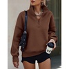 image:imagePRETTYGARDEN Womens Half Zip Oversized Sweatshirts Fleece Hoodies 2026 Trendy Long Sleeve Pullover Tops Y2k Fall OutfitsCoffee