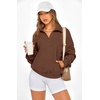 image:imagePRETTYGARDEN Womens Half Zip Oversized Sweatshirts Fleece Hoodies 2026 Trendy Long Sleeve Pullover Tops Y2k Fall OutfitsCoffee