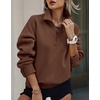 image:imagePRETTYGARDEN Womens Half Zip Oversized Sweatshirts Fleece Hoodies 2026 Trendy Long Sleeve Pullover Tops Y2k Fall OutfitsCoffee