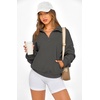 image:imagePRETTYGARDEN Womens Half Zip Oversized Sweatshirts Fleece Hoodies 2026 Trendy Long Sleeve Pullover Tops Y2k Fall OutfitsDark Grey