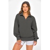 image:imagePRETTYGARDEN Womens Half Zip Oversized Sweatshirts Fleece Hoodies 2026 Trendy Long Sleeve Pullover Tops Y2k Fall OutfitsDark Grey