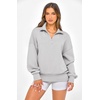 image:imagePRETTYGARDEN Womens Half Zip Oversized Sweatshirts Fleece Hoodies 2026 Trendy Long Sleeve Pullover Tops Y2k Fall OutfitsGrey